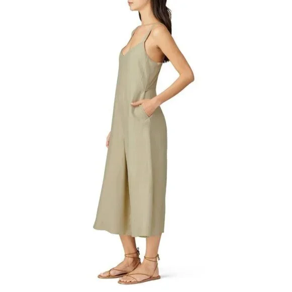NWT Club Monaco khaki green wide leg jumpsuit 4 - Picture 5 of 13